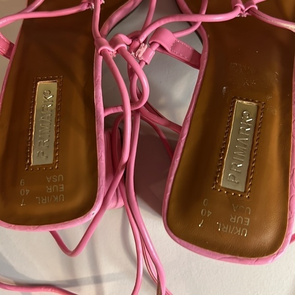 PRIMARK BARBIECORE Pink ankle tie Chunky Heel  sandals size 9 - Picture 4 of 8